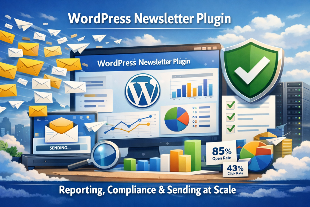 WordPress Newsletter Plugin, reporting, compliance, and sending at scale.